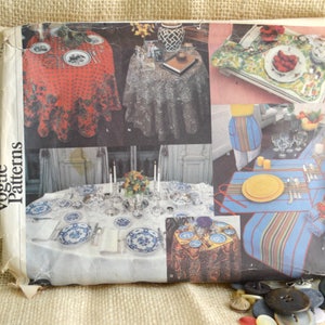 Uncut Vogue 1714 Table Linens // Napkins, Tablecloth, Placemat, table runner, Apron// 29 piece Sewing Pattern