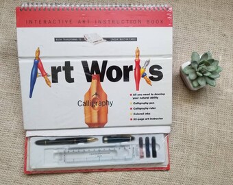 ARTWORKS CALLIGRAPHY Interactive art Instruction book ~1994~ built in easel - unused