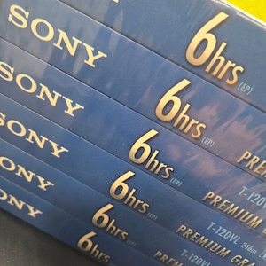 Vintage Sony -premium grade VHS Video Cassette -  Blank 6 hour VHS Tapes - New & Sealed