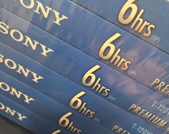 Vintage Sony -premium grade VHS Video Cassette -  Blank 6 hour VHS Tapes - New & Sealed