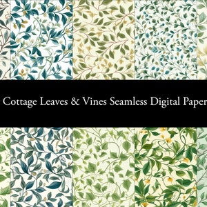 Landhaus Blätter und Ranken Digital Wallpaper | Digital Paper Design Pack | Set von 10 nahtlosen Mustern, Hintergründe für scrapbooking
