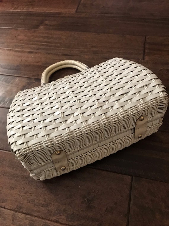 Vintage White Wicker Bag