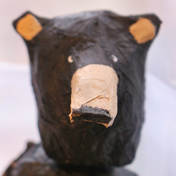 Teddy Bear Paper Mache Paper Art Animals , Handmade Ooak Home Decor Bedroom Paper Ornament Sculpture Papier Marche