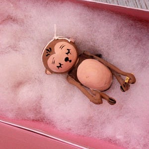 Monkey Baby Paper Mache Paper Art Animals , Handmade Ooak Home Decor Bedroom Paper Ornament Sculpture Papier Marche