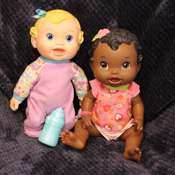 Vintage Baby Alive Baby Interactive Blonde Curly Hair & African American Baby