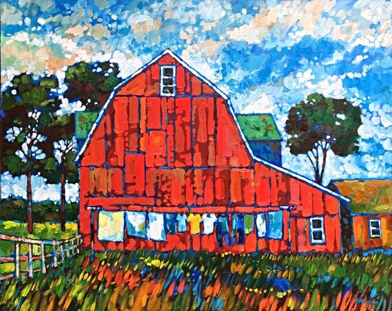 The Big Red Barn Print Etsy