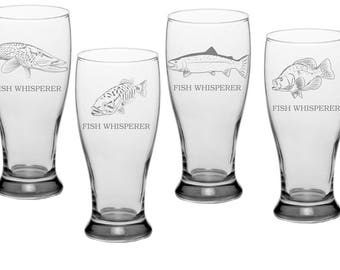 Set of 4 customisable Beer Glasses Fish Whisperer