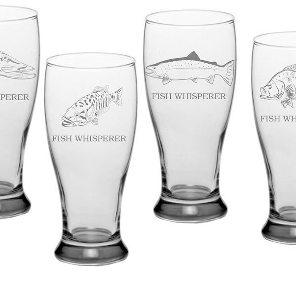 Set mit 4 individualisierbaren Biergläsern Fisch Flüsterer