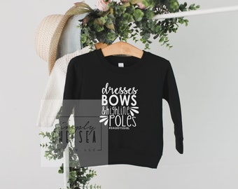 Dresses Bows and Highline Poles Sweatshirt | Lineman Child Youth Sweatshirt | Line Daughter Crewneck | Lineman kid sweatshirt | Line Kid