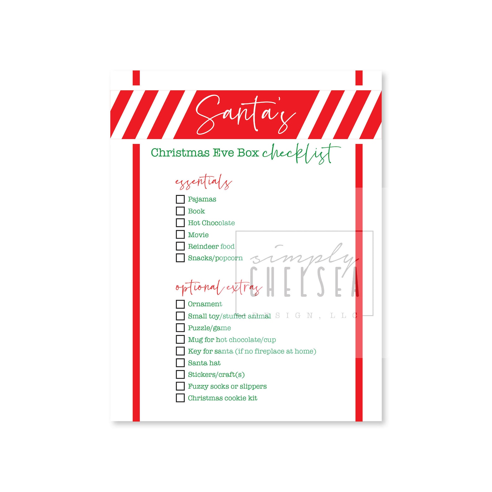 Christmas Eve Box Printables Digital Download Xmas Eve Box - Etsy