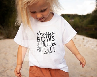 Dresses Bows and High line poles toddler shirt | Toddler Lineman Daughter Shirt | Line Daughter Crewneck | Lineman kid sweatshirt | Line Kid