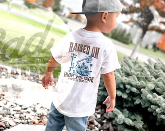 Raised on High Voltage Lineman children's shirt | Lineman child shirt | Line Life Shirt | Lineman daughter son shirt | MFJL apparel