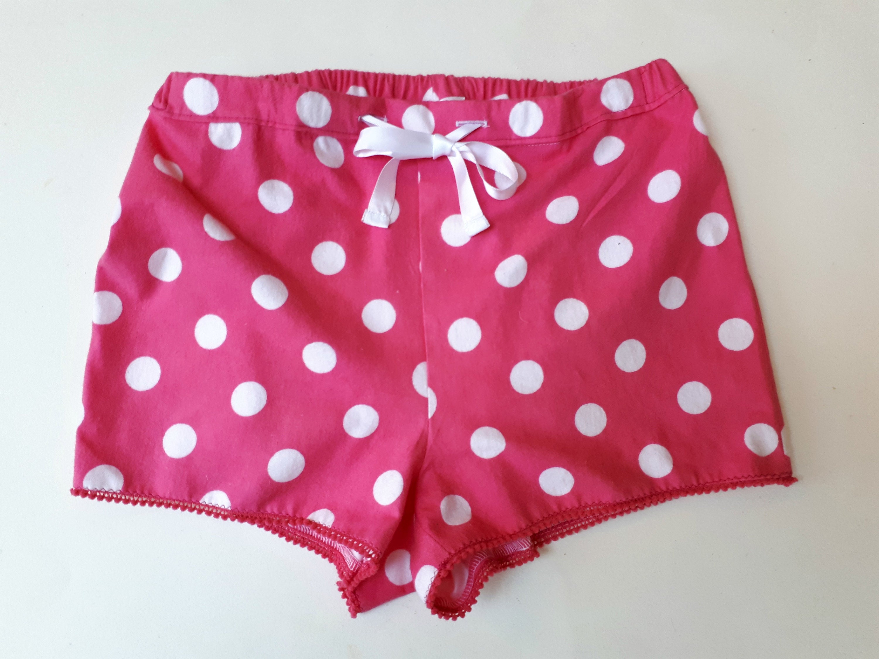 Pink Polka Dot Flannel Sleep Shorts 