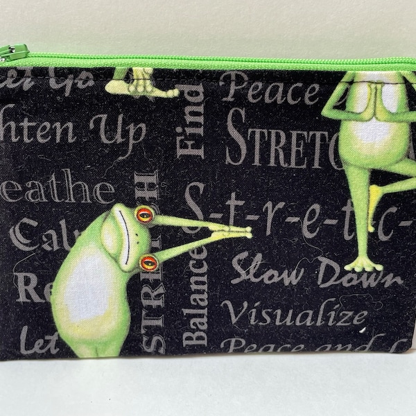 Yoga Frog Coin Purse, Stocking Stuffer.