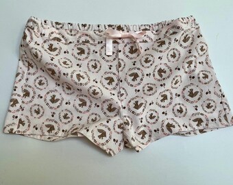 Women's Squirrel Print Cotton Sleep Shorts, Lounging Shorts in Size Medium