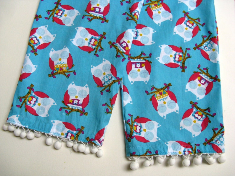 Girls Owl Lounge pants. Owl pajama pants with pom-pom trim Size 10