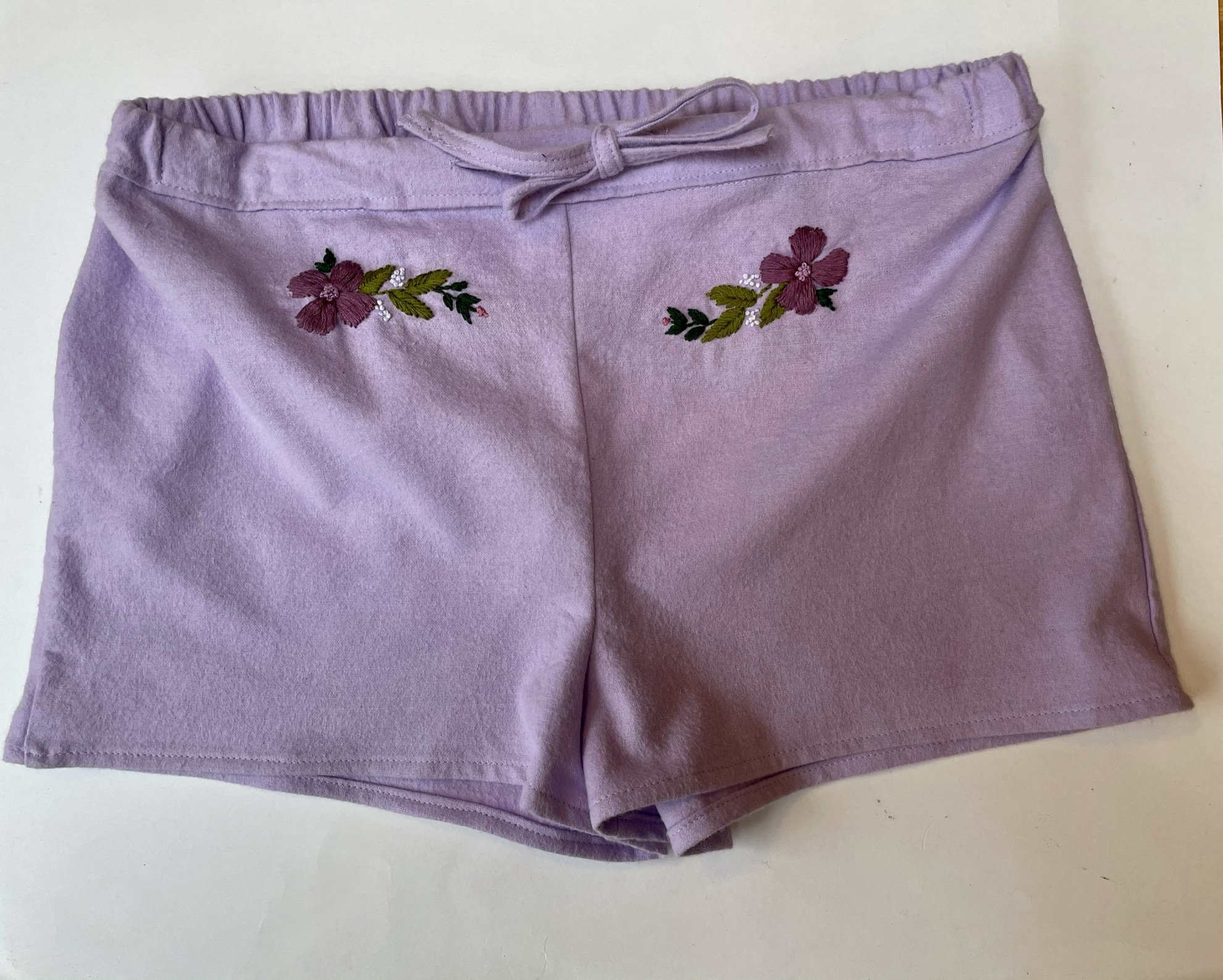 Hand Embroidered Purple Flannel Sleep 