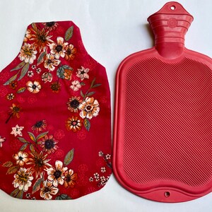 Floral Print Flannel Hot Water Bottle Cover,
