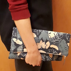 Monstera Leaf Fold Over Clutch Bag, Tropical Leaves Clutch Bag, Large zippered Clutch, Gift for Women