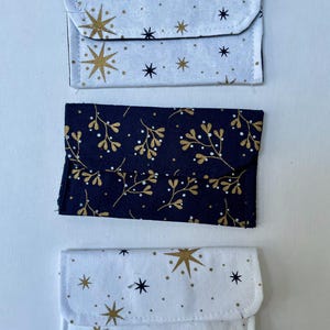 Set of 3 Christmas Fabric Envelopes,  Gift Card holder, Reusable Envelopes, Stocking Stuffer, Holiday Gift.