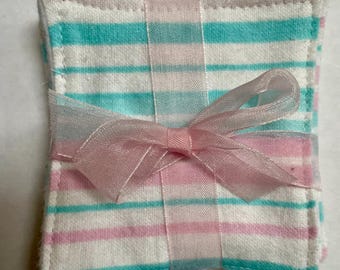 Set of Eight Striped Makeup Remover Pads,  Zero Waste, Eco-friendly Pads.