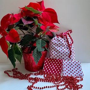 Sac cadeau de Noël Polka Dot et deux enveloppes de cartes-cadeaux, emballage cadeau réutilisable.