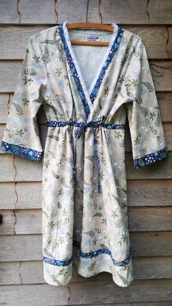 Handmade Floral Cotton Night Gown in Size Medium, Summer Sleepwear.