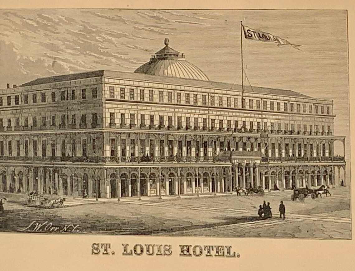 New Orleans Old St. Louis Hotel Rare Engraving 1870 Jewetts Etsy