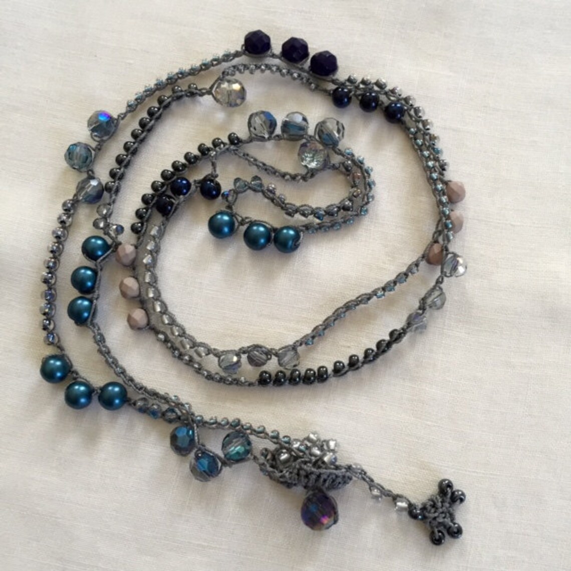 Navy Blue, Faceted Iridescent Blue Crystals, Azure Blue Glass Pearls ...