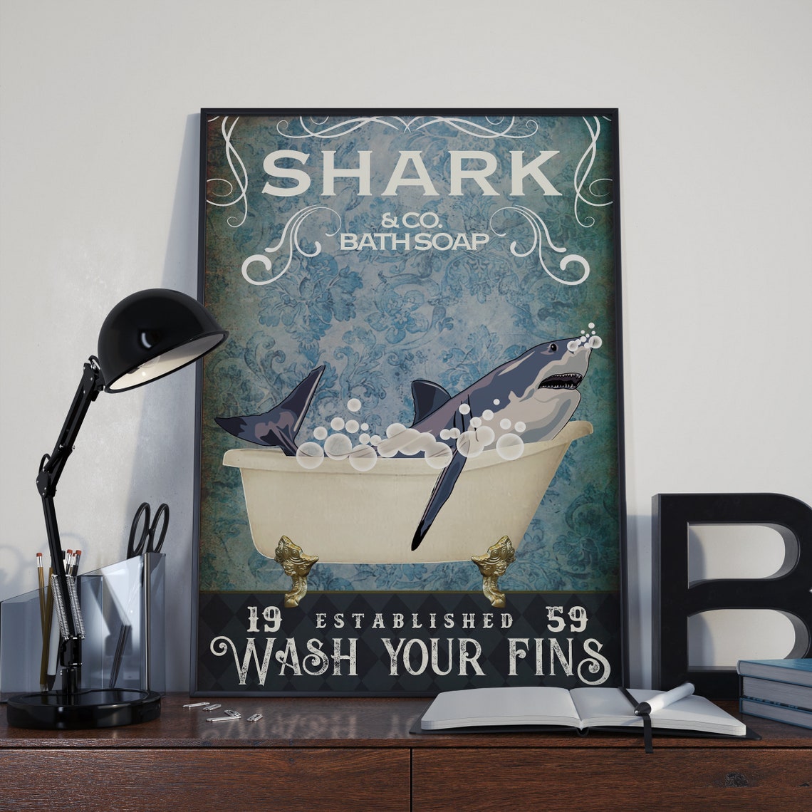 Redesigned Shark &Co Bath Soap Wash Your Fins Shark Bathtub Etsy