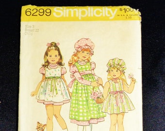 Vintage SIMPLICITY 6299 Childs' Dress and Jumper Sewing Pattern