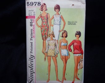 UNCUT SIMPLICITY #5978 Dress, Tops and Bathing Suits Sewing Pattern