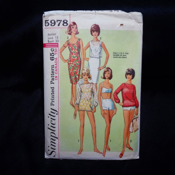 UNCUT SIMPLICITY #5978 Dress, Tops and Bathing Suits Sewing Pattern