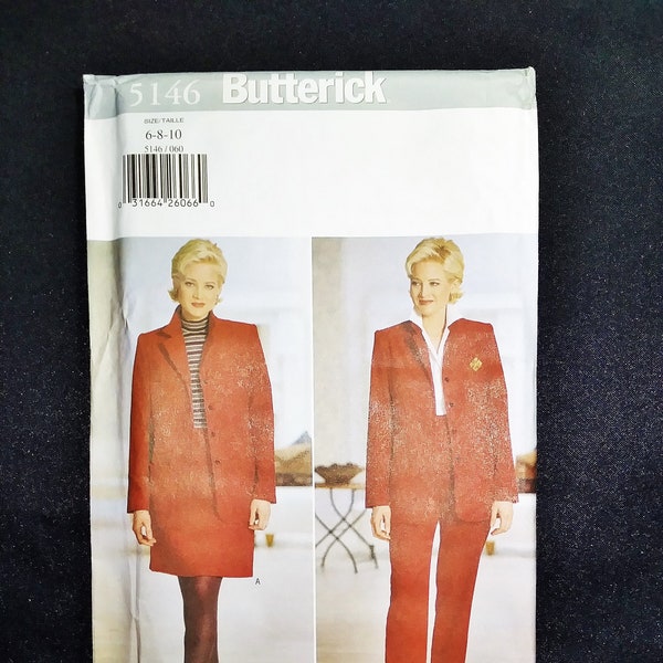 UNCUT Butterick 5146 Misses'/Misses' Petite Jacket Skirt Pants Sewing Patterns