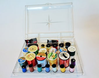 Clear Plastic DRITZ Spool Box No. 786 with Contents
