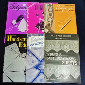 SIX (6) Vintage Crochet EDGING PATTERN Books
