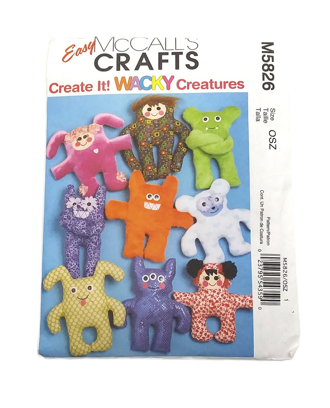 UNCUT Mccall's M5826 EASY Wacky Creatures Sewing PATTERN - Etsy