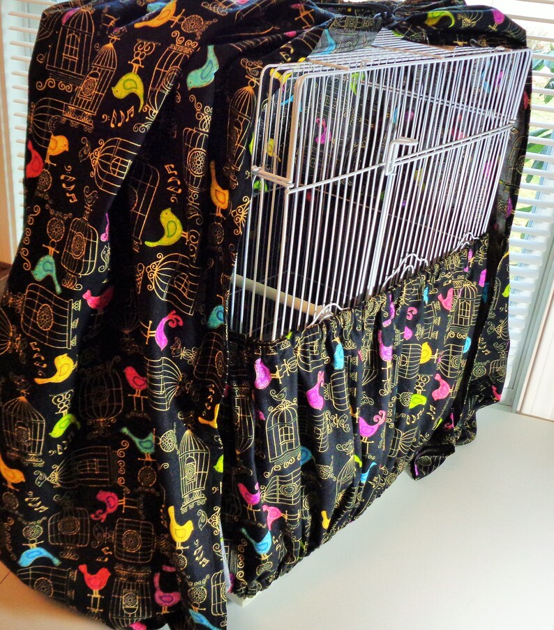 Extra LARGE Bird Cage Skirt or Cover in Black with Gold Bird Etsy
