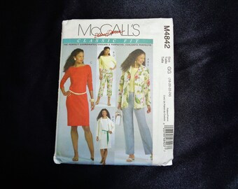 UNCUT McCALL'S M4842 Misses' Jacket, Top, Dress and Pants Sewing Pattern