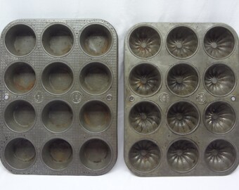 Pair (2) Vintage Ecko 12 Cup Muffin Pans