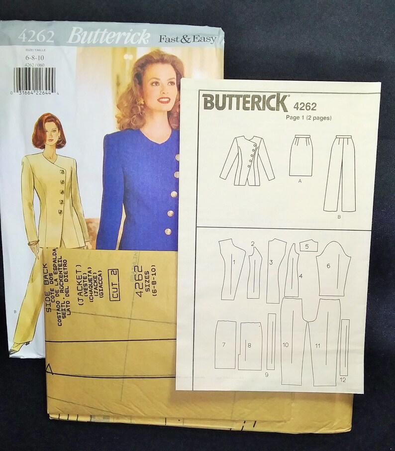 UNCUT Butterick 4262 Misses' Jacket, Skirt & Pants Sewing PATTERN - Etsy