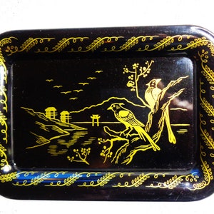 Black with Gold Scrolls Small Tin ''Tip'' Trays