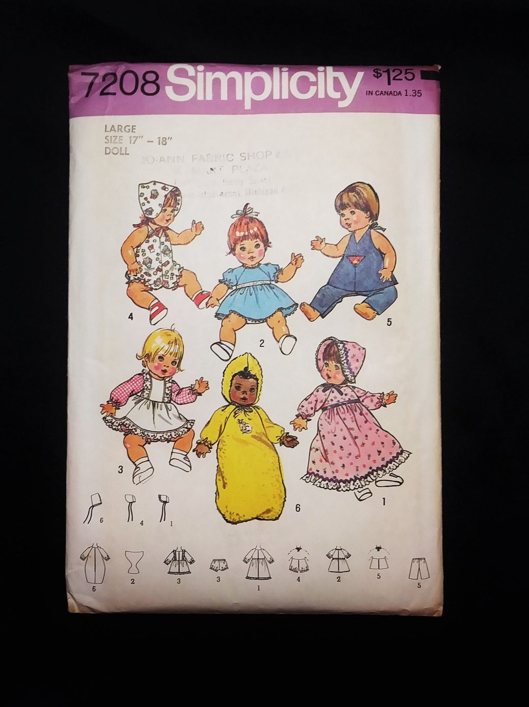 Vintage Simplicity 7208 Baby Doll Clothes Sewing Pattern - Etsy