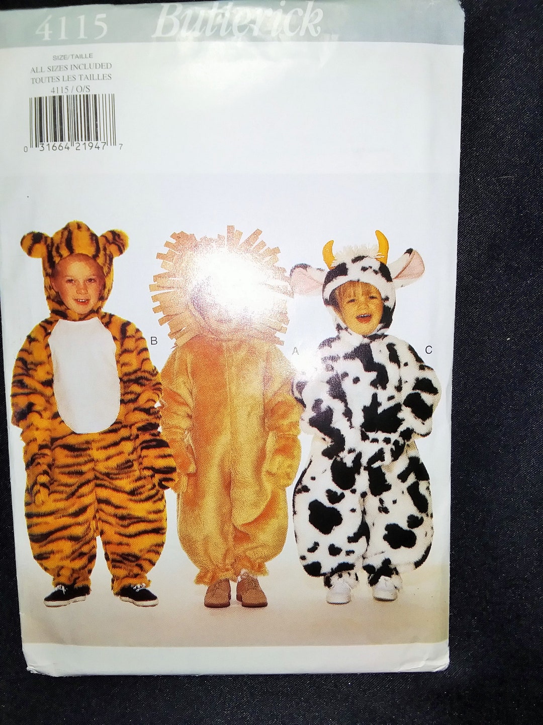 UNCUT Butterick 4115 Toddler Animal COSTUME Sewing Pattern Etsy