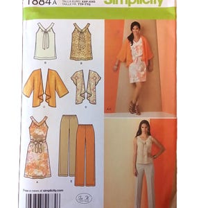 UNCUT Simplicity 1884 Misses Dress, Top, Pants, Kimono Sewing PATTERN