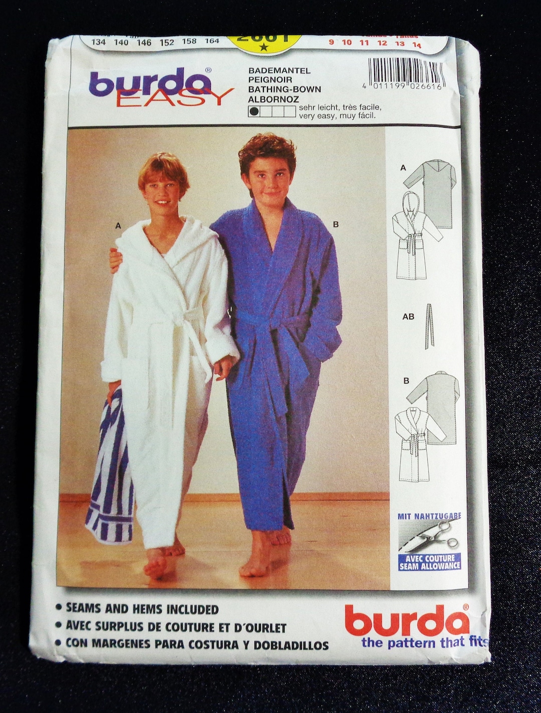 UNCUT Burda #2661 EASY Bathrobe Pattern - Etsy