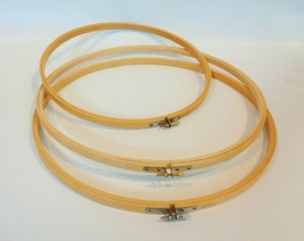 LARGE ROUND Wood Embroidery Hoops * Free Hoop Skirt Included