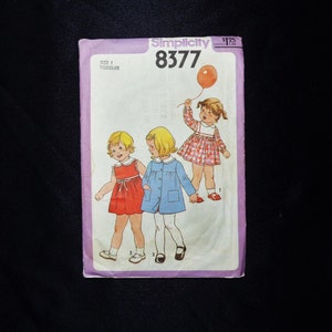Vintage SIMPLICITY 8377 Childs&#39; Dress and Unlined Coat Sewing Pattern