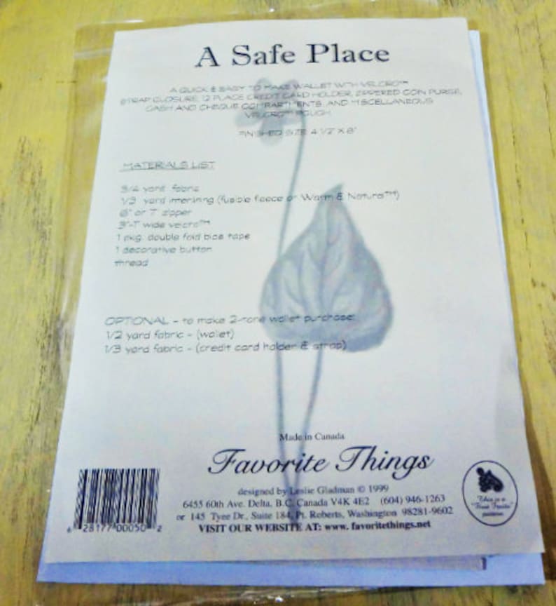 UNCUT Favorite Things #050 Wallet Pattern A Safe Place 1999