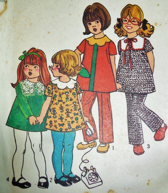 Vintage 1970's Simplicity 9583 Child Size 2 Dress and Pants Pattern